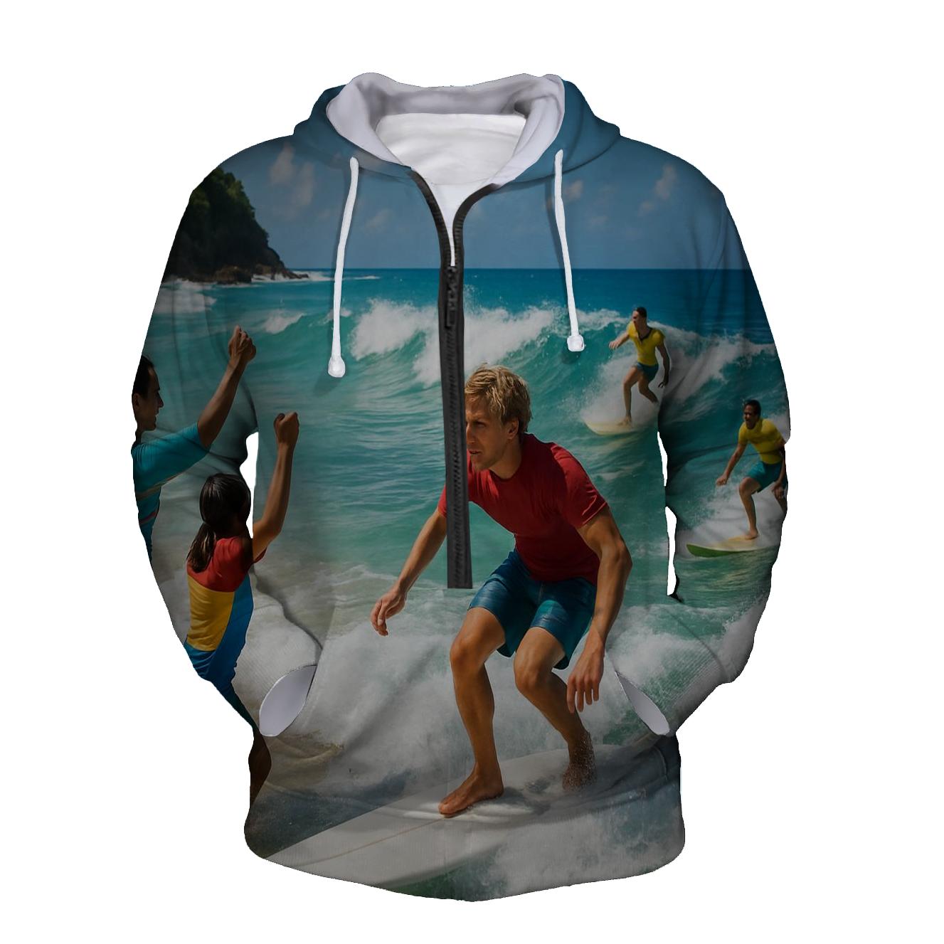 Surfing the Waves Half Zip Hoodie