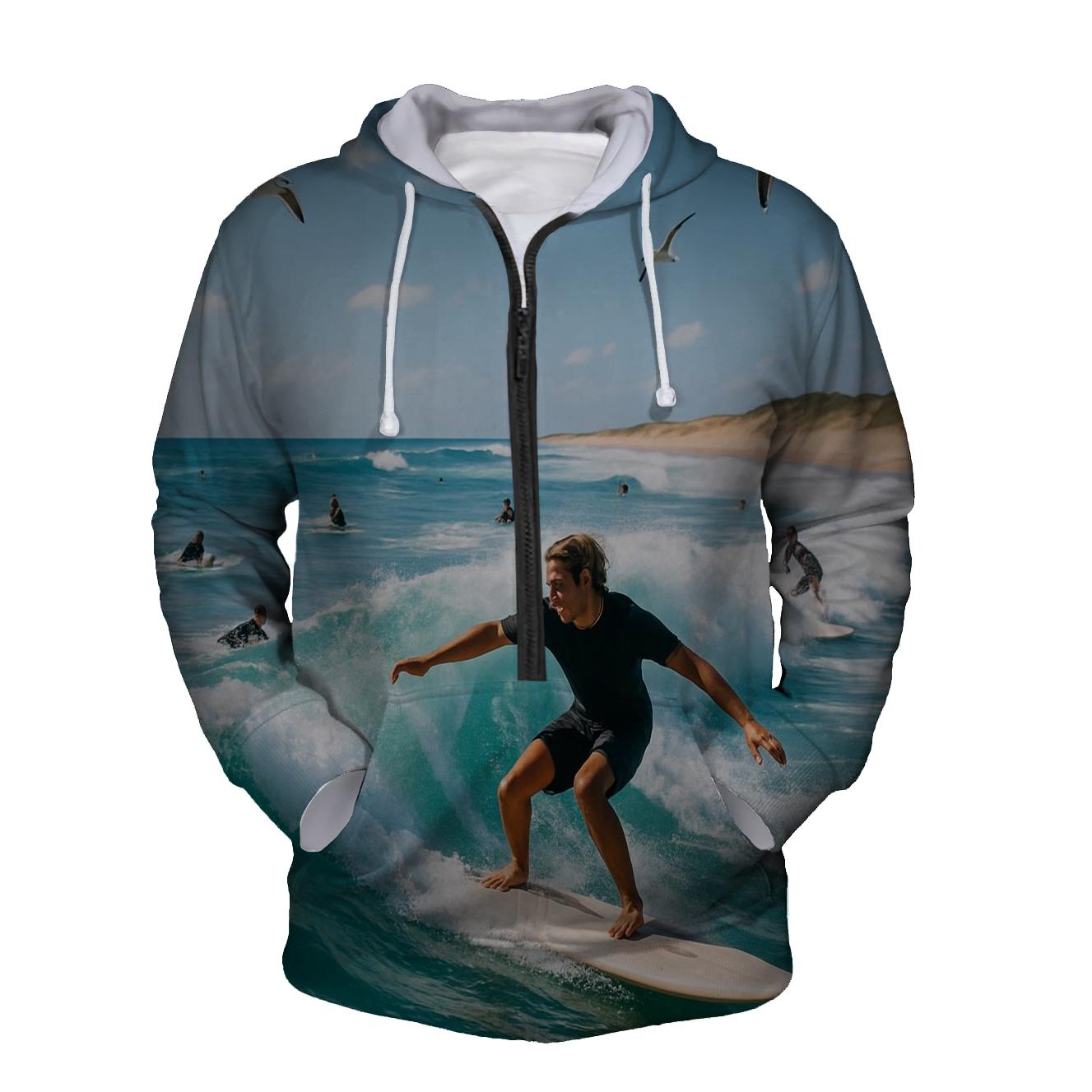 Surfing Vibes Half Zip Hoodie