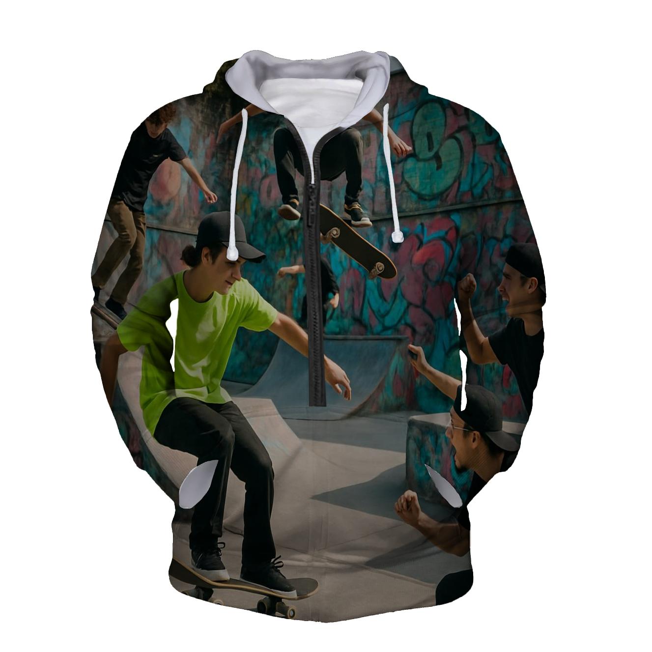 Skateboarding Spirit Half Zip Hoodie