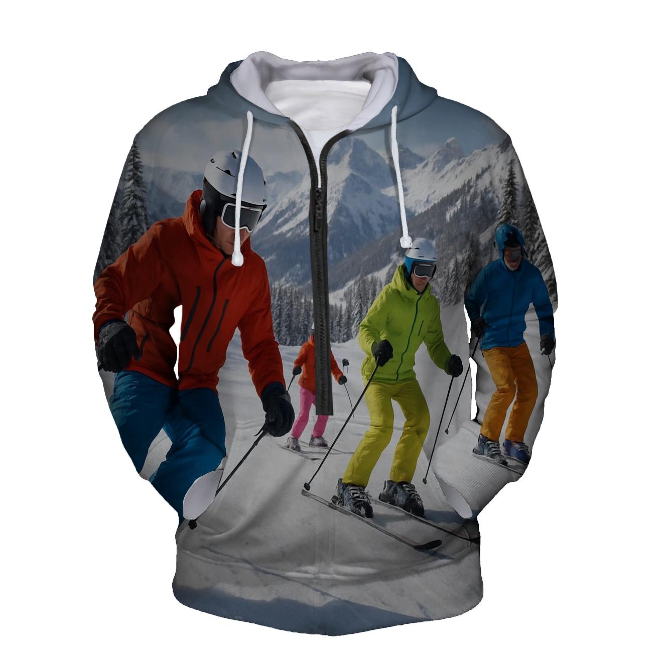 Skiing Adventure Half Zip Hoodie