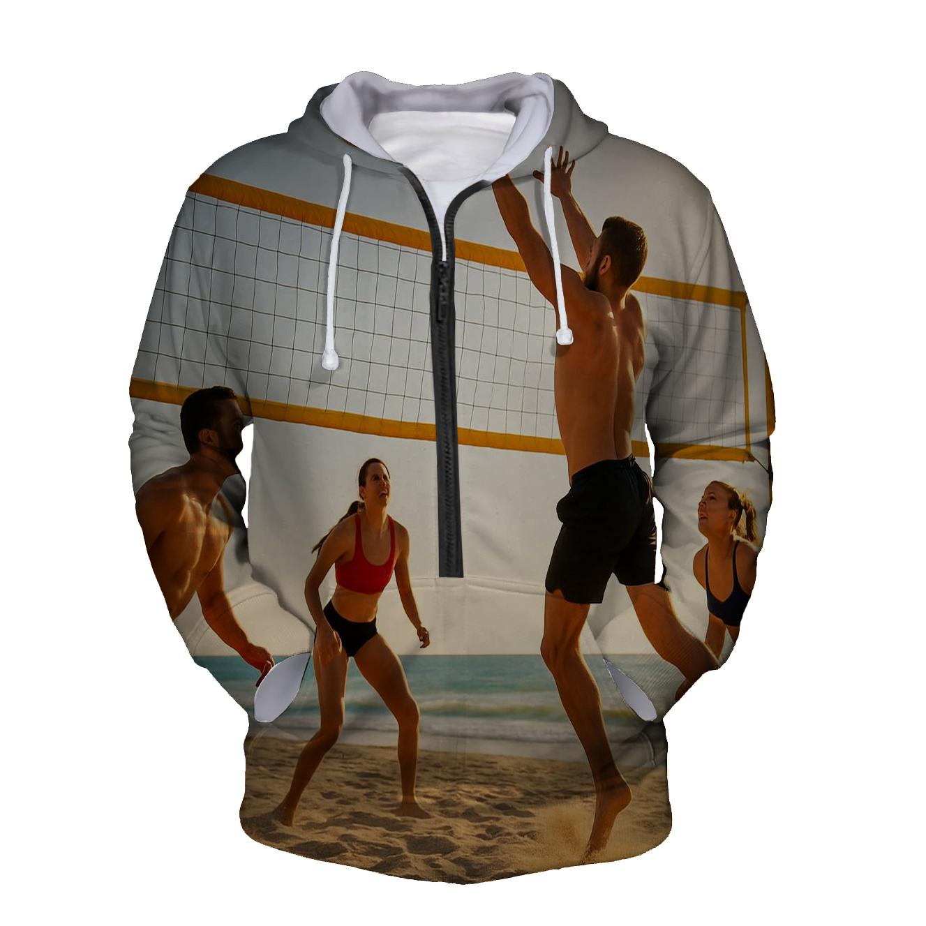 Volleyball Waves Half Zip Hoodie
