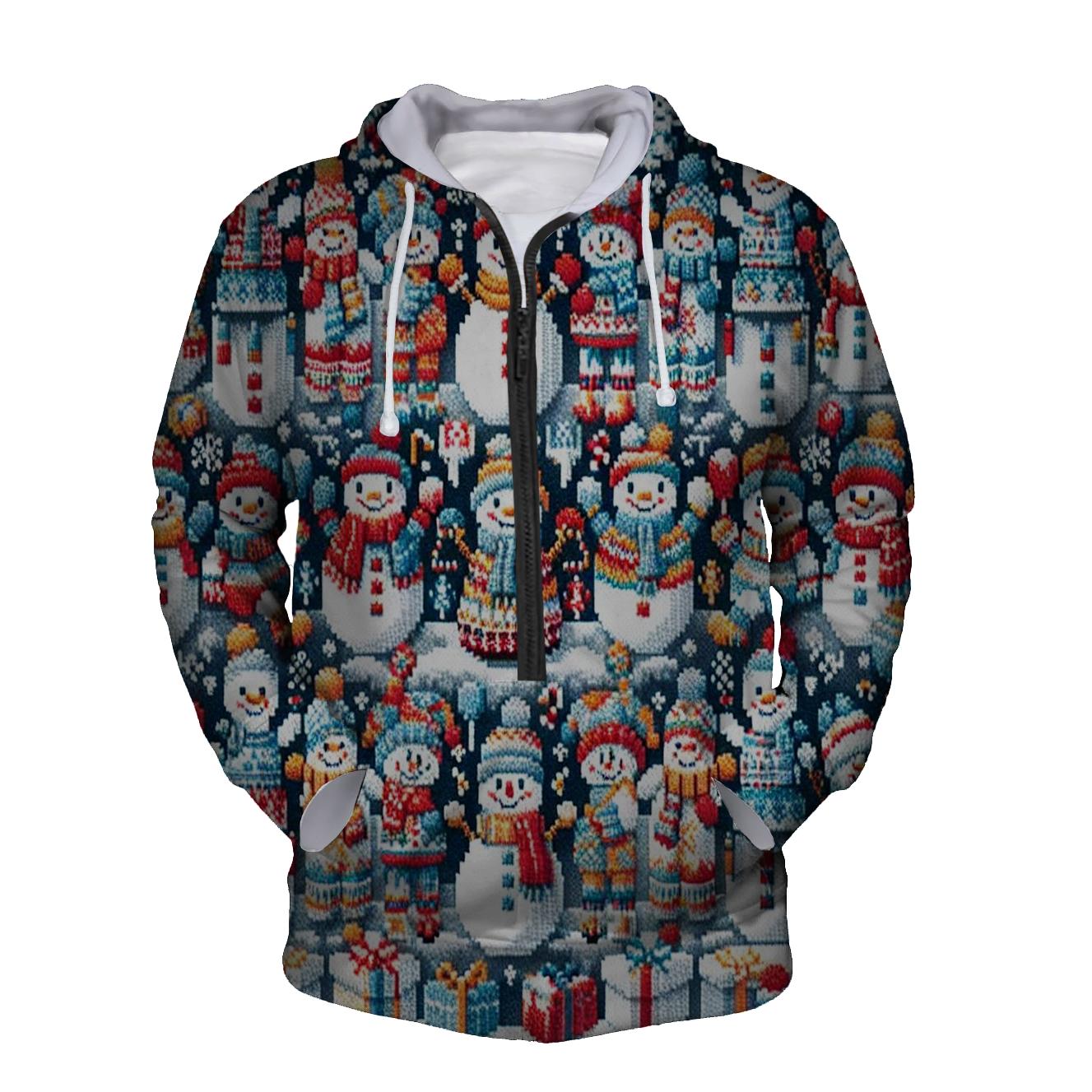 Frosty Friends Design Half Zip Hoodie