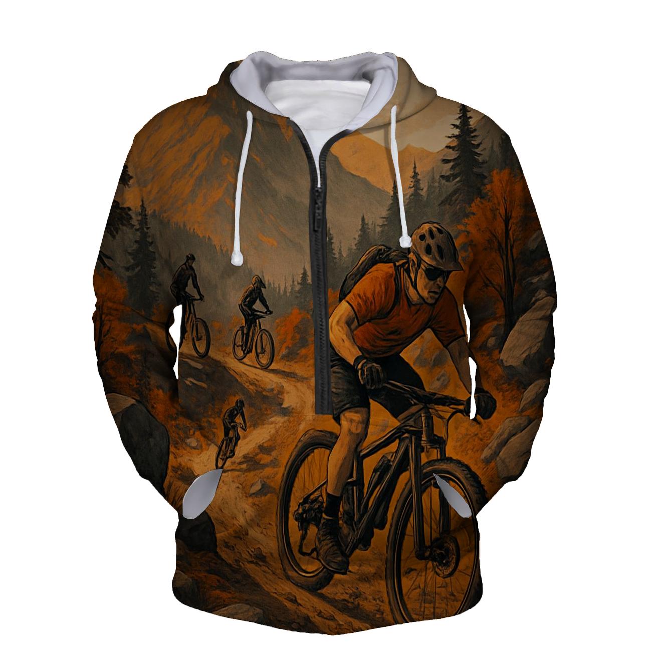 Mountain Biking Thrill Half Zip Hoodie