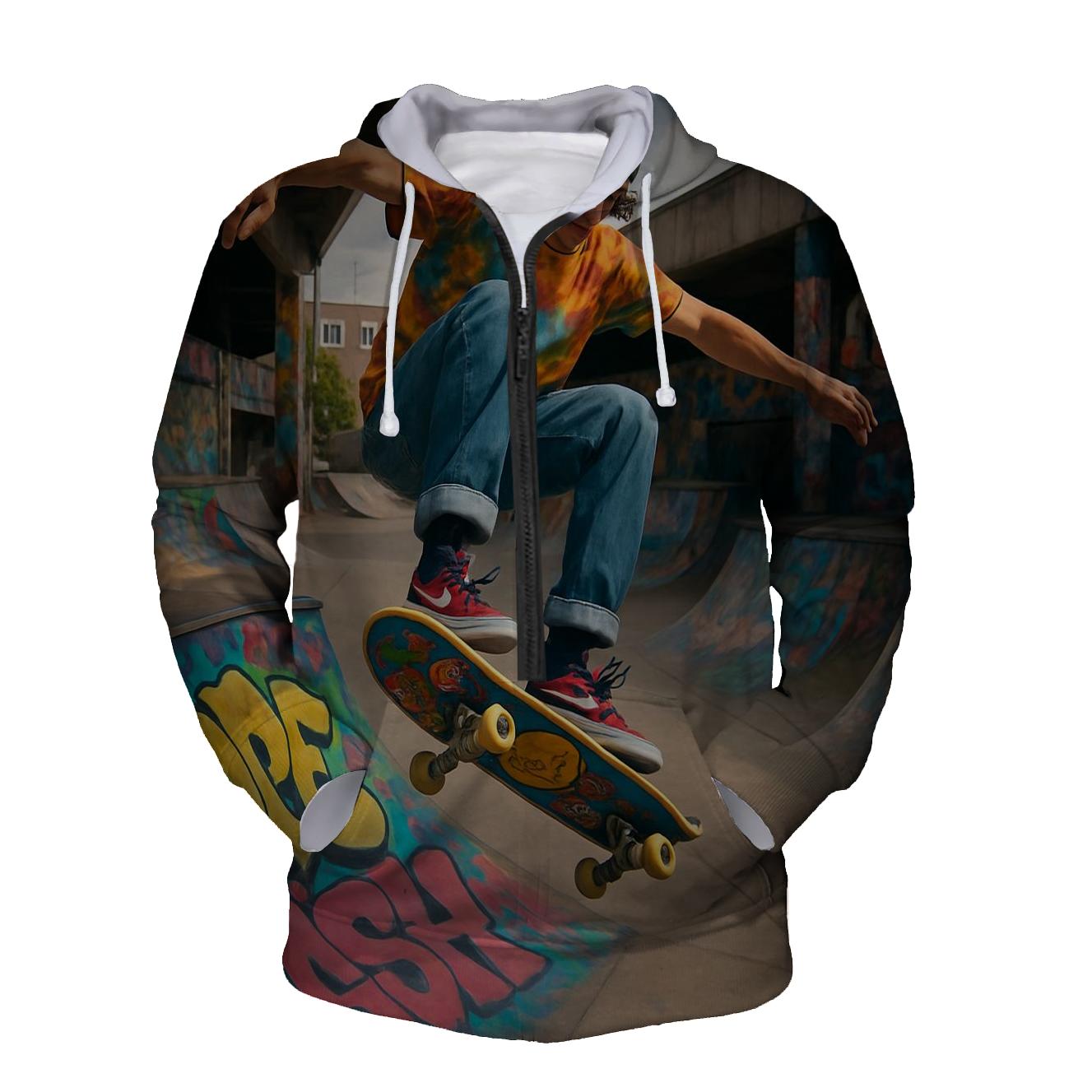 Skateboarding Thrill Half Zip Hoodie