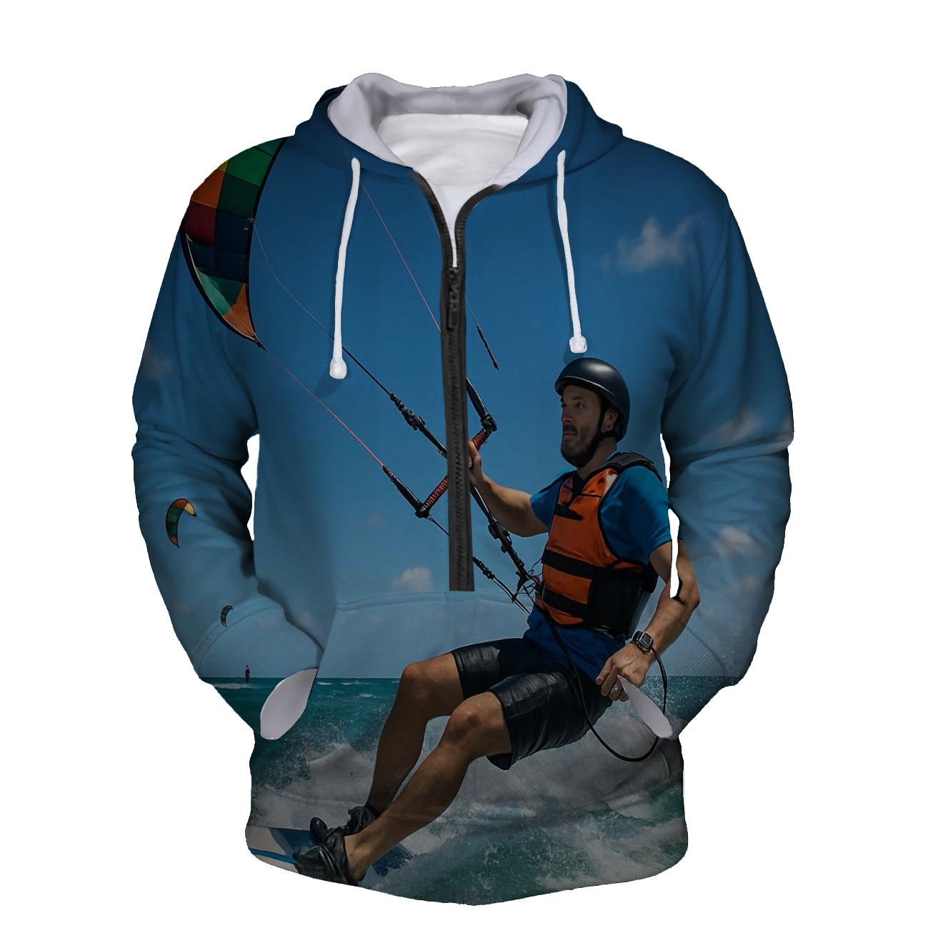 Kite Surfing Adventure Half Zip Hoodie