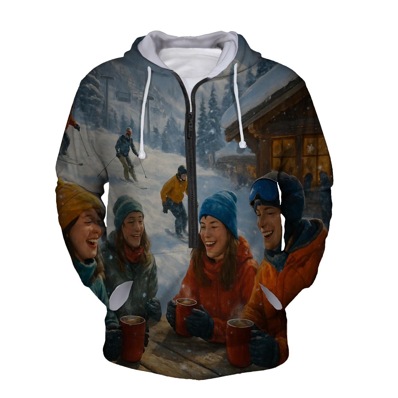 Winter Sports Fun Half Zip Hoodie
