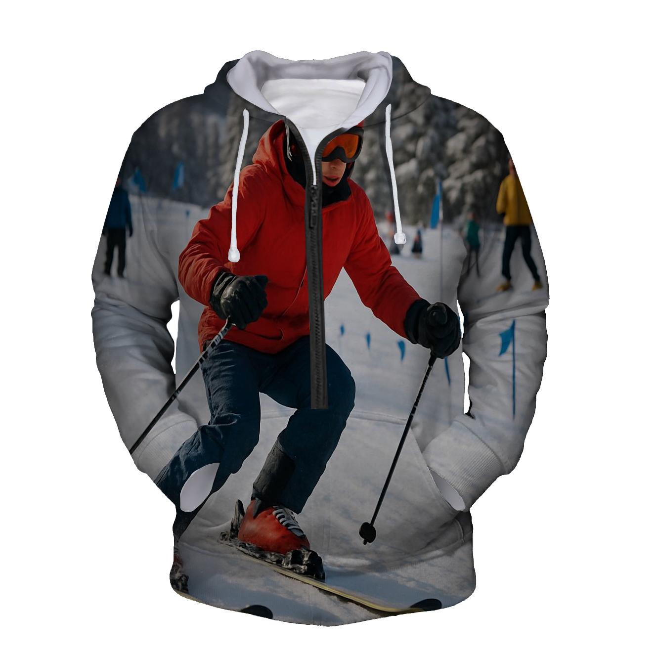 Skiing Elegance Half Zip Hoodie
