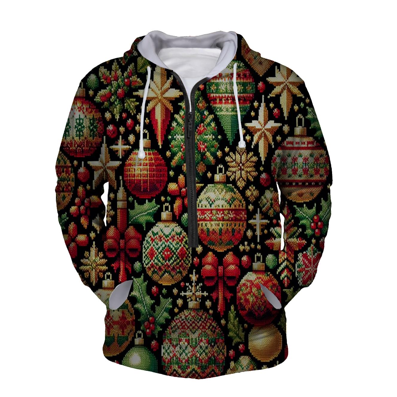 Classic Ornaments Galore Design Half Zip Hoodie