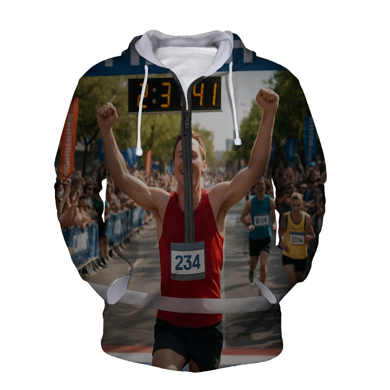 Marathon Runner Motivation Half Zip Hoodie