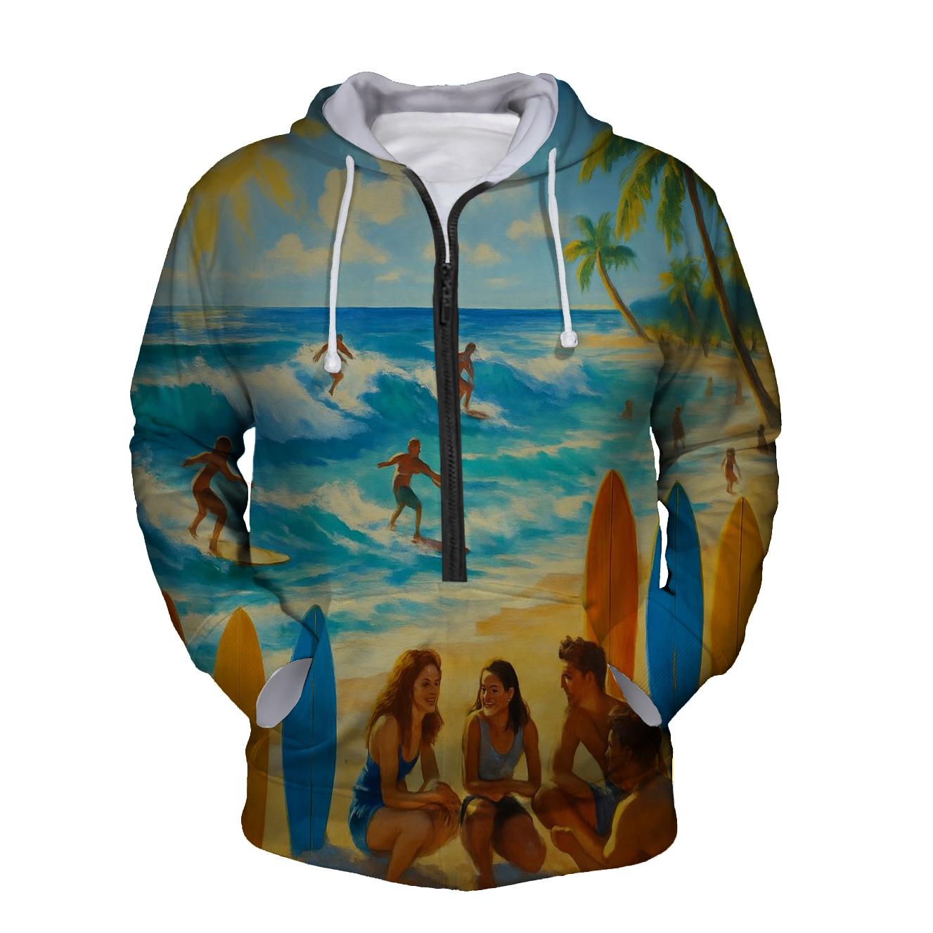 Surf Vibes Only Half Zip Hoodie