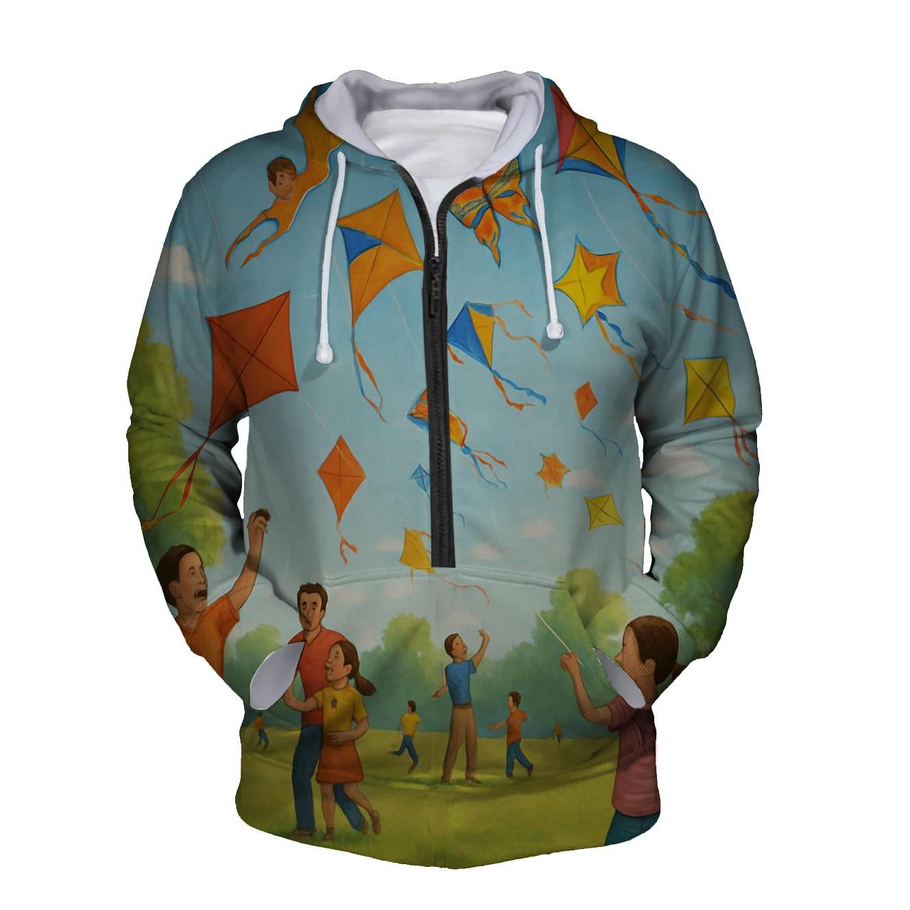 Kite Flying Fun Half Zip Hoodie