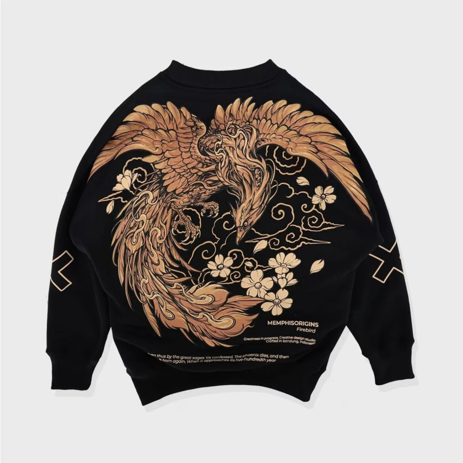 Oversized Crewneck Anime Phoenix Graphic Fleece Jacket
