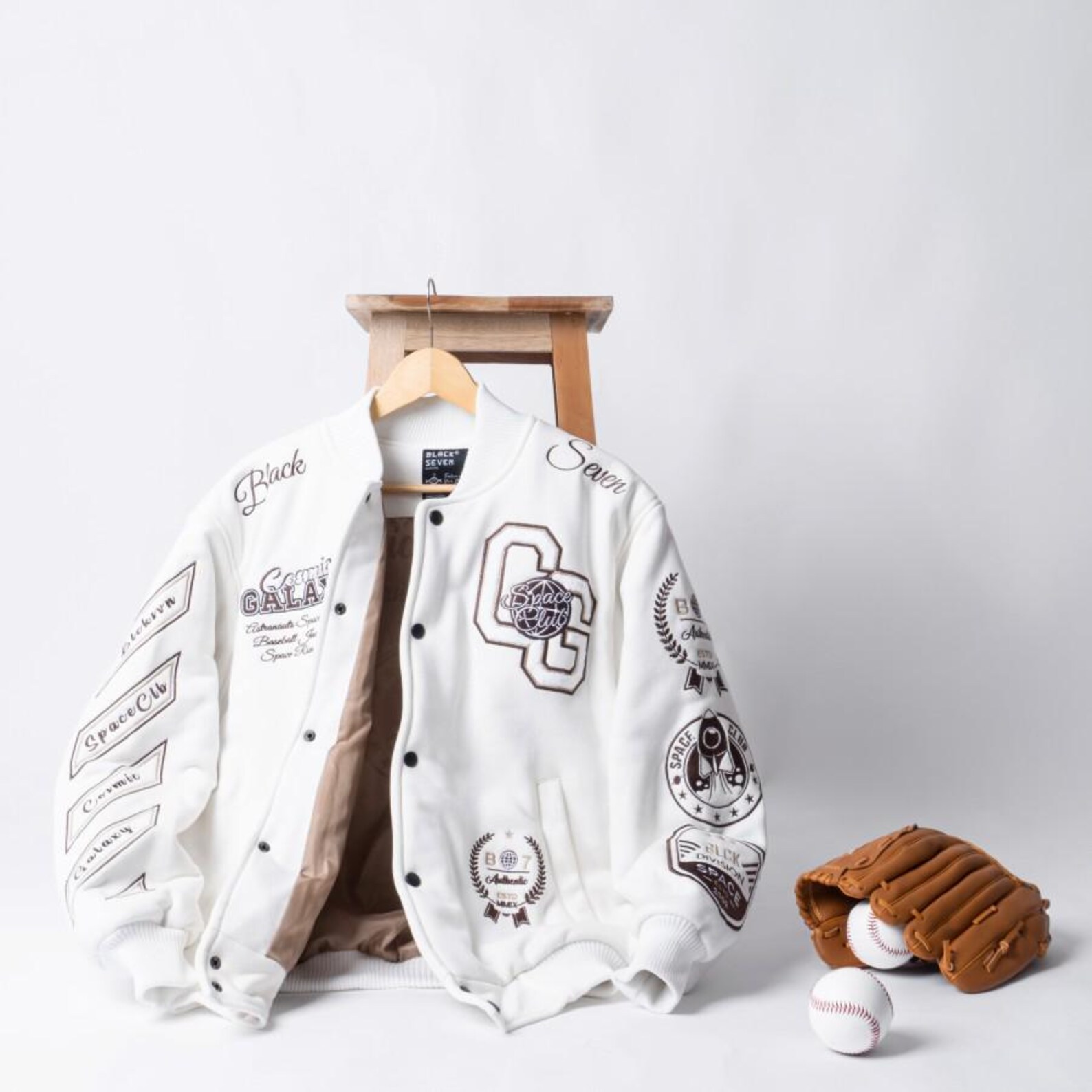 Embroidered Anime Varsity Style Bomber Jacket