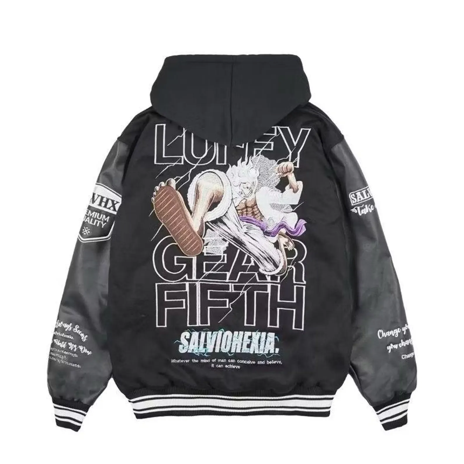 Embroidered Anime Fleece Cartoon Varsity Bomber Jacket