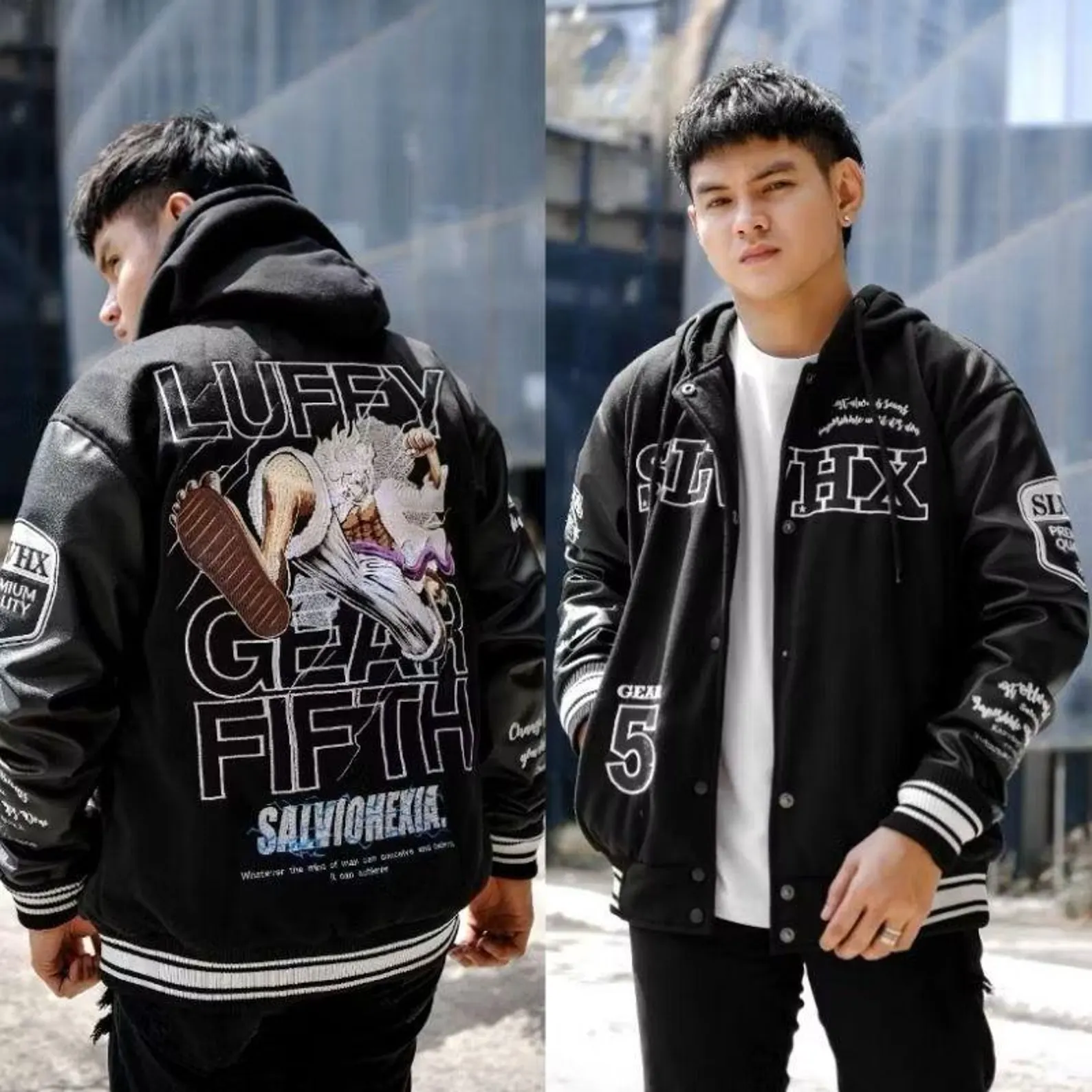 Embroidered Anime Fleece Cartoon Varsity Bomber Jacket