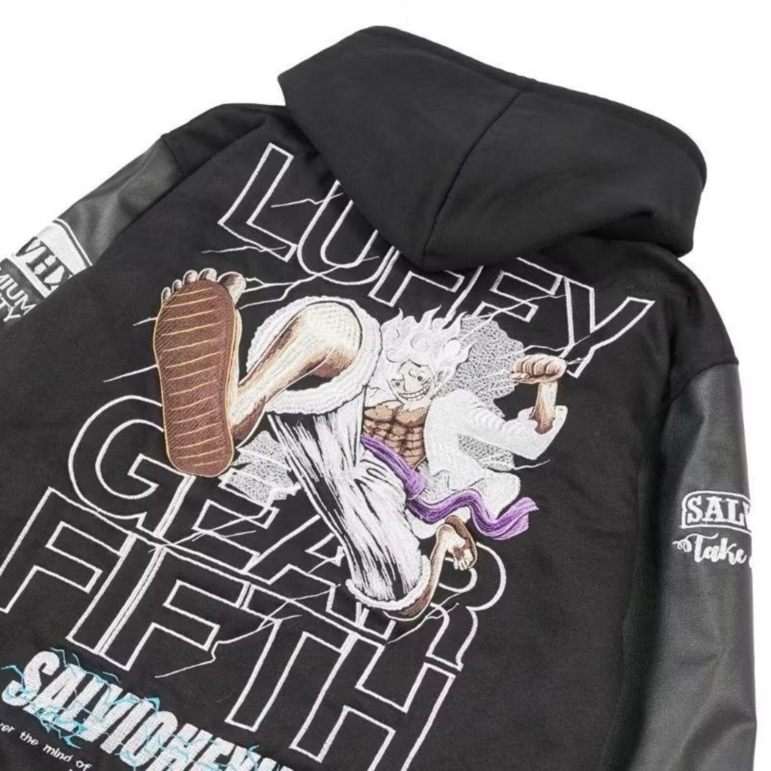 Embroidered Anime Fleece Cartoon Varsity Bomber Jacket