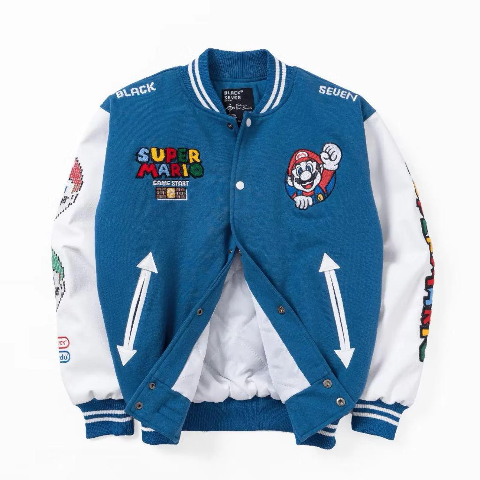Embroidered Super Mario Anime Varsity Bomber Jacket