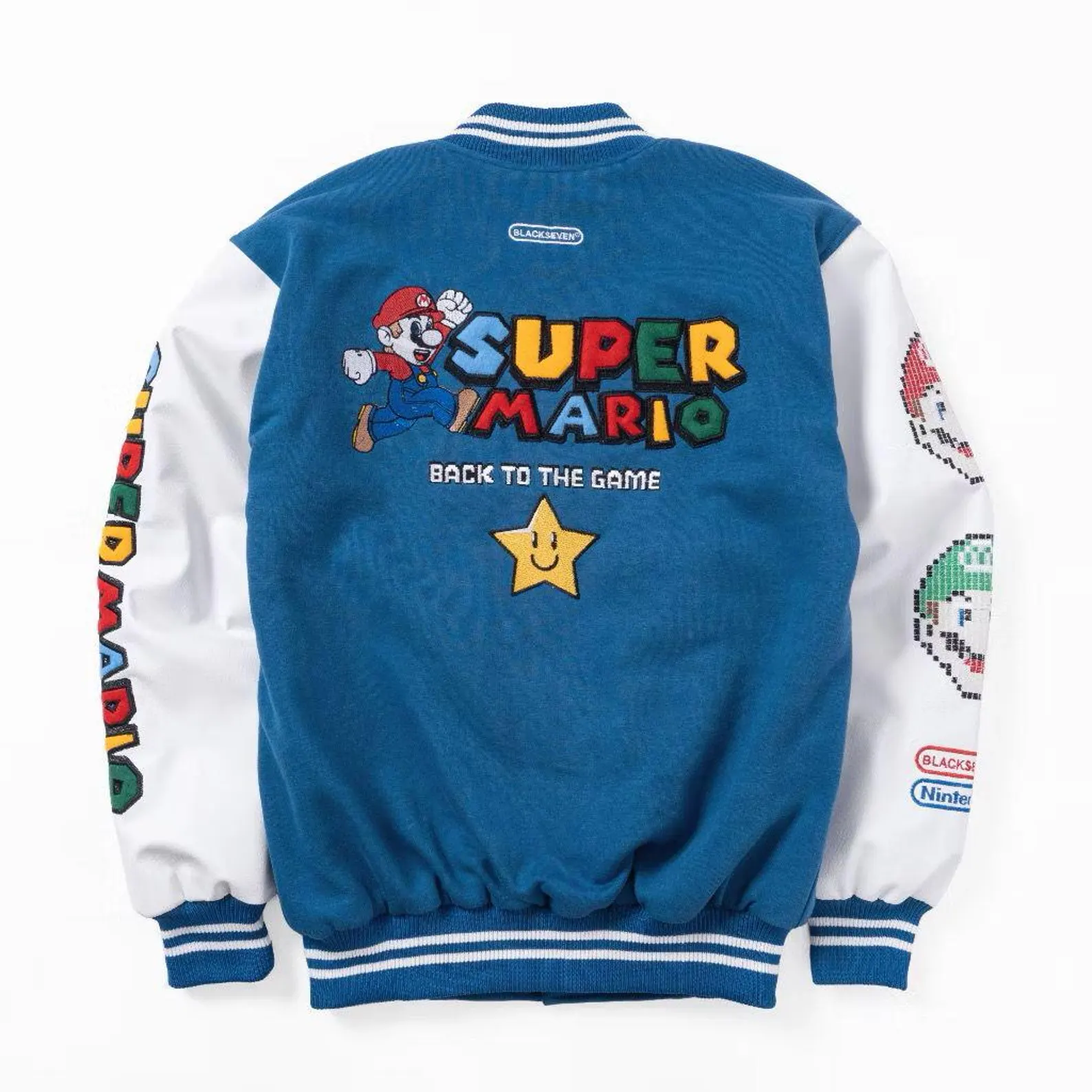 Embroidered Super Mario Anime Varsity Bomber Jacket