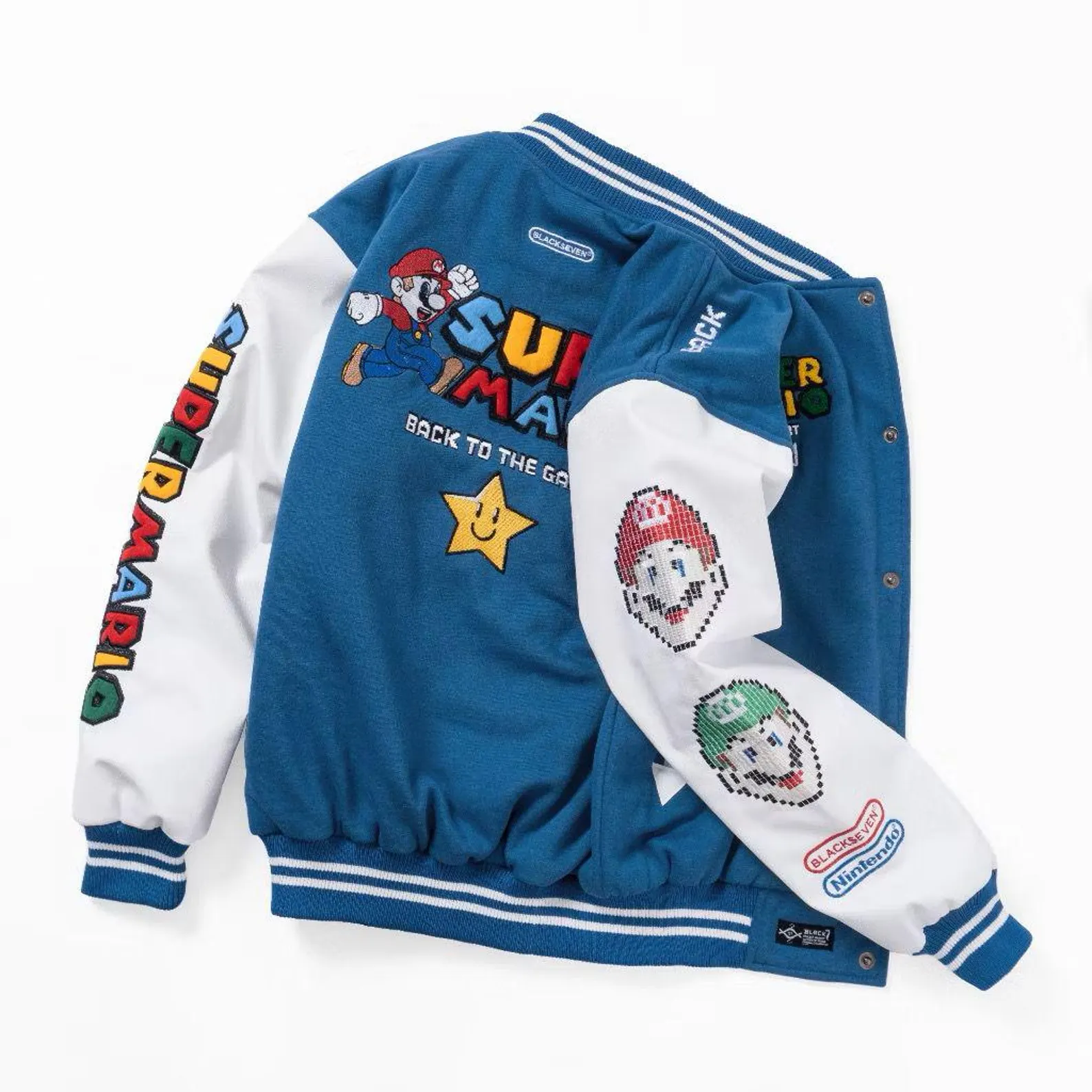 Embroidered Super Mario Anime Varsity Bomber Jacket