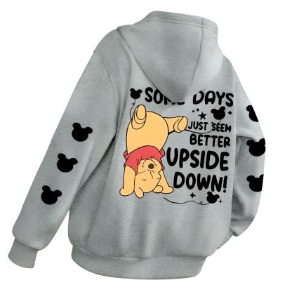 Some Days Just Seem Upside Cartoon Print Pullover Hooded