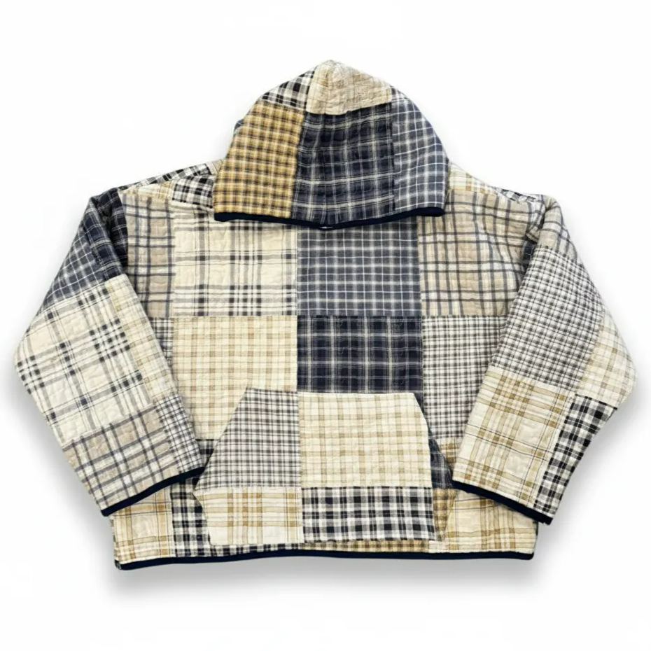 Quilted Patchwork Hoodie Comfort Everyday Casual Wear