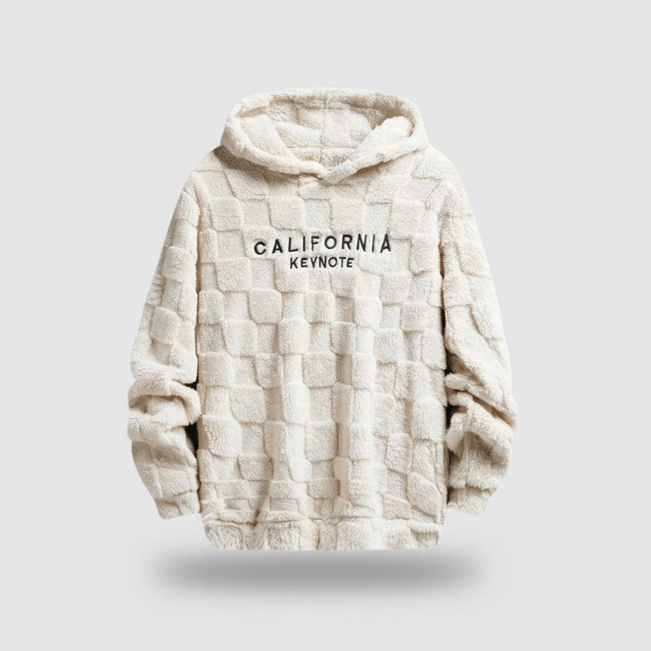 Men's Letter Embroidery Drop Shoulder Fuzzy Hoodie