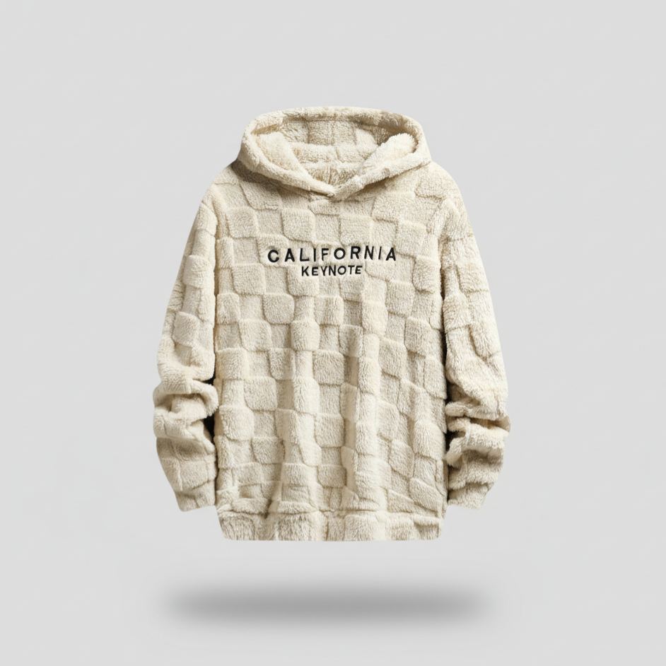 Men's Letter Embroidery Drop Shoulder Fuzzy Hoodie