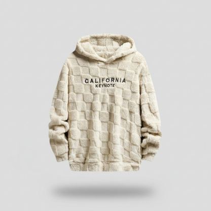 Men's Letter Embroidery Drop Shoulder Fuzzy Hoodie