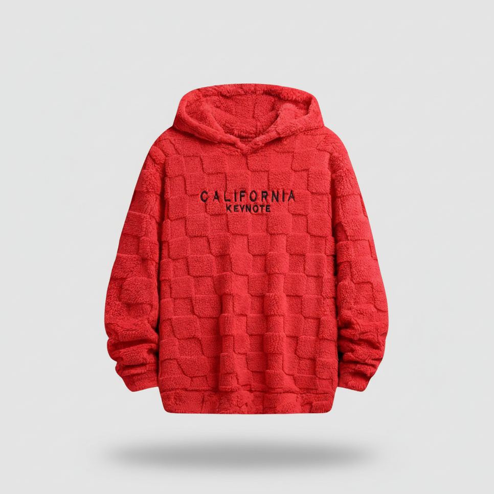 Men's Letter Embroidery Drop Shoulder Fuzzy Hoodie