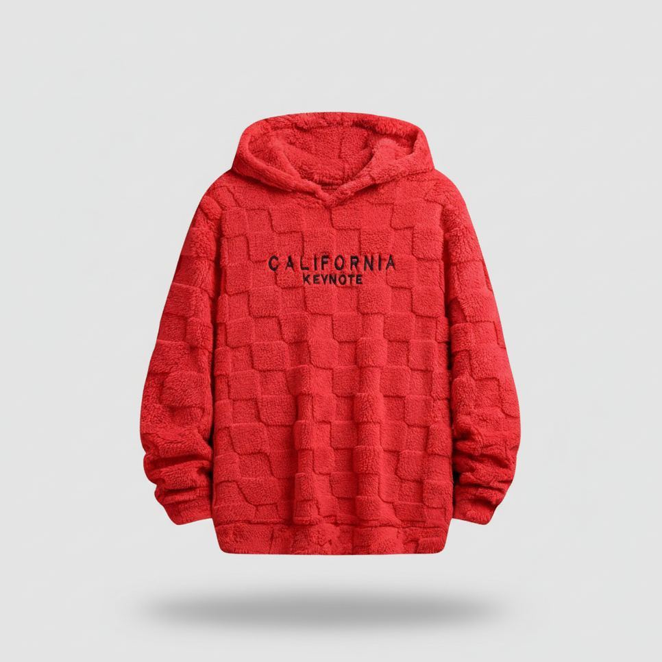 Men's Letter Embroidery Drop Shoulder Fuzzy Hoodie