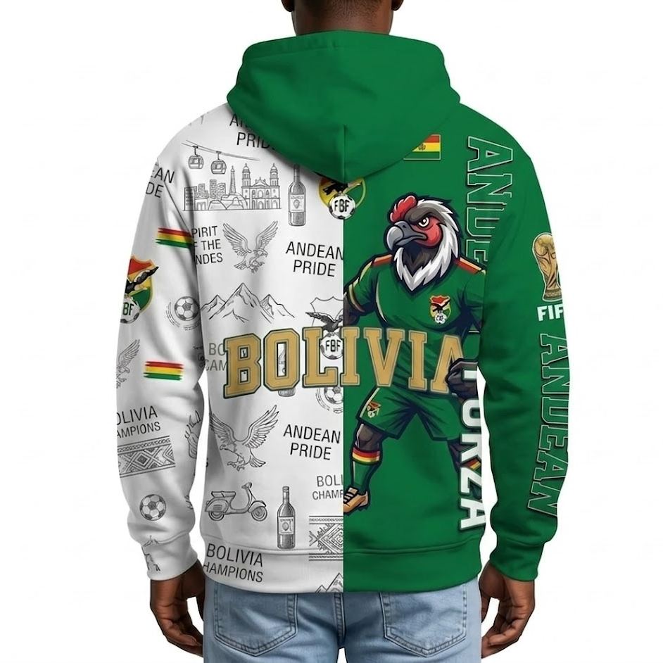 FIFA 2026 Bolivia Football Themed All Over Printed Hoodie