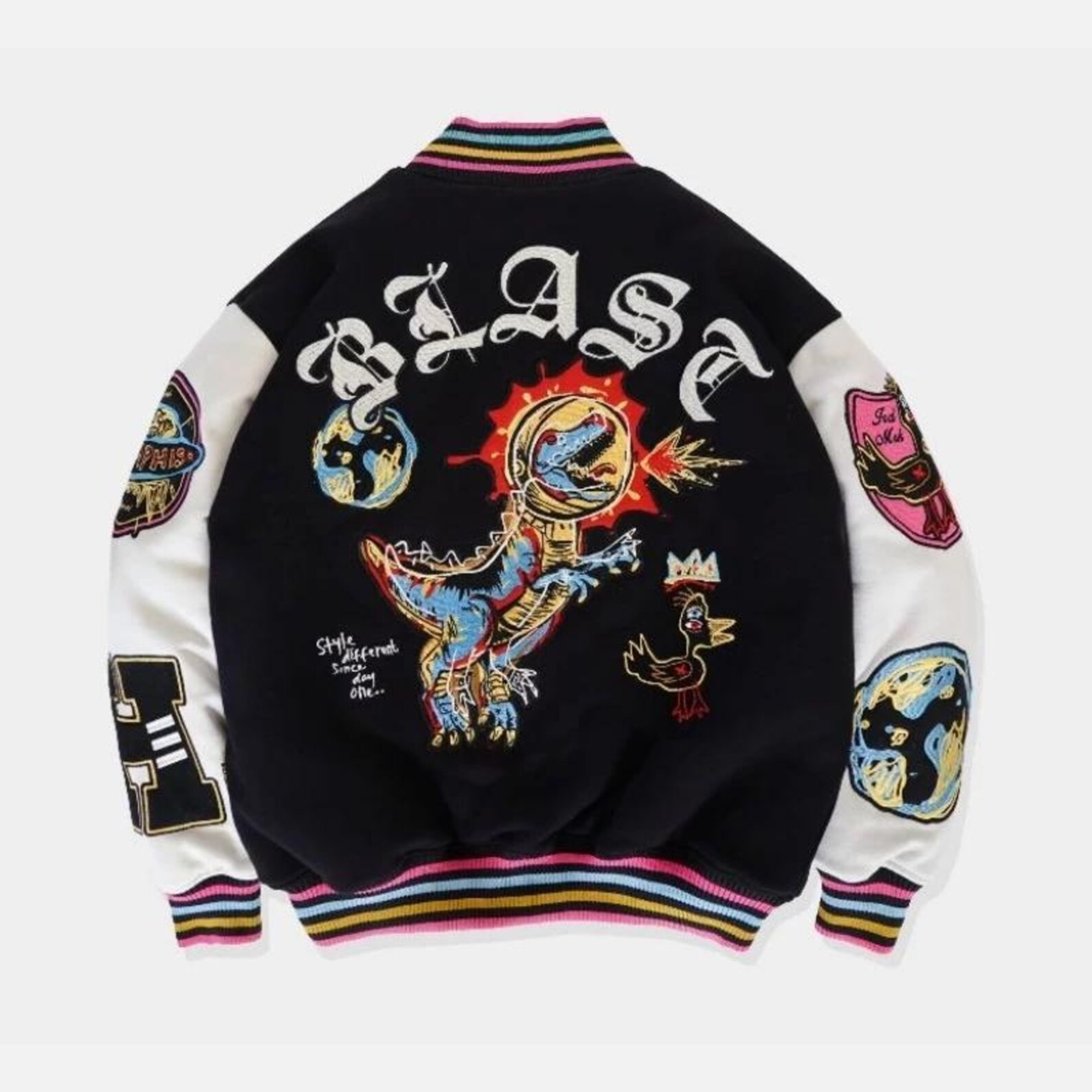 Anime Fleece Varsity Embroidered Bomber Jacket