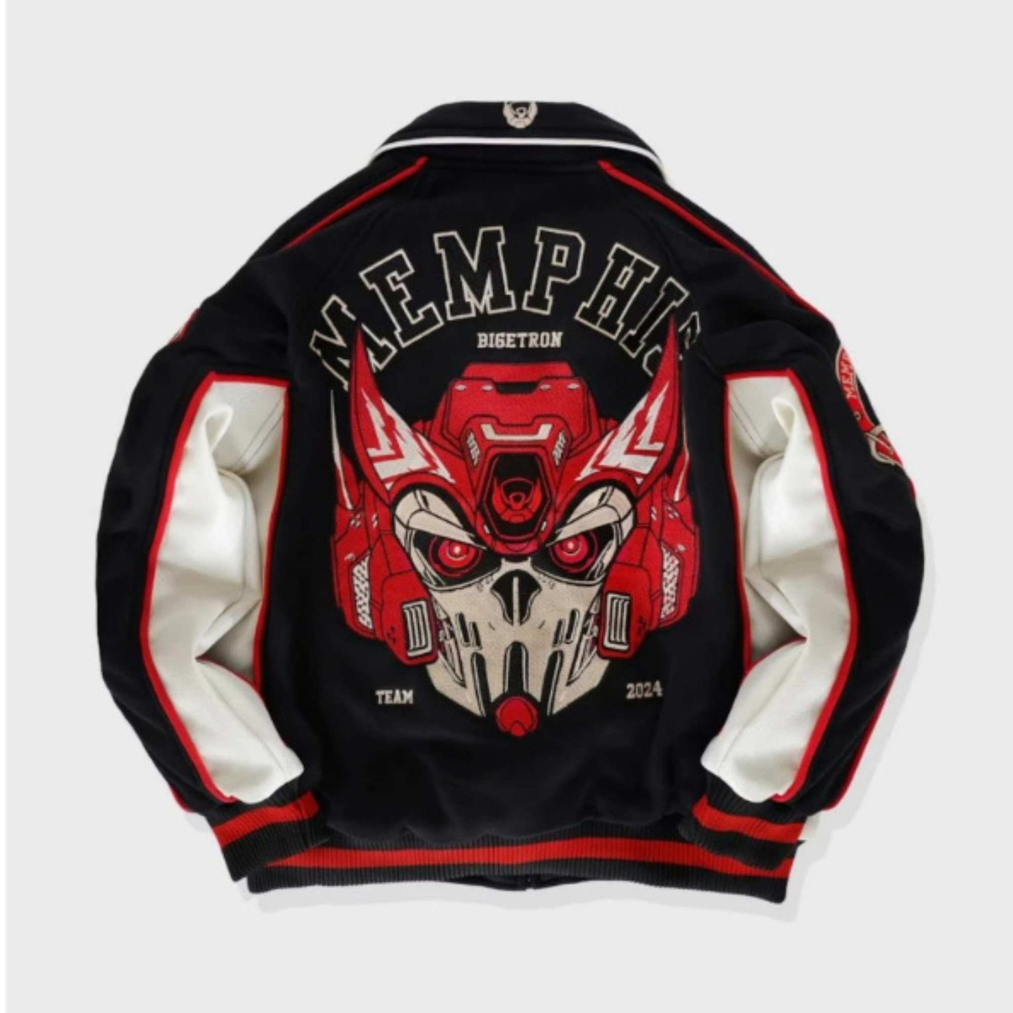Anime Varsity Fleece Embroidered Bomber Jacket