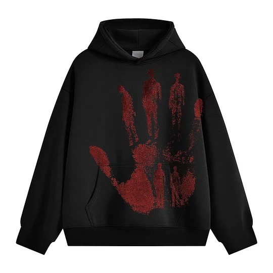 Liberated Graphic Hoodie With Handprint Art Design