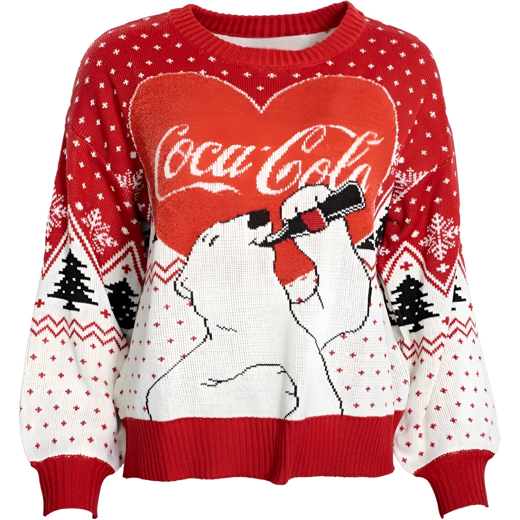 Ugly Christmas Sweater For Women With Polar Bear Drinking Design