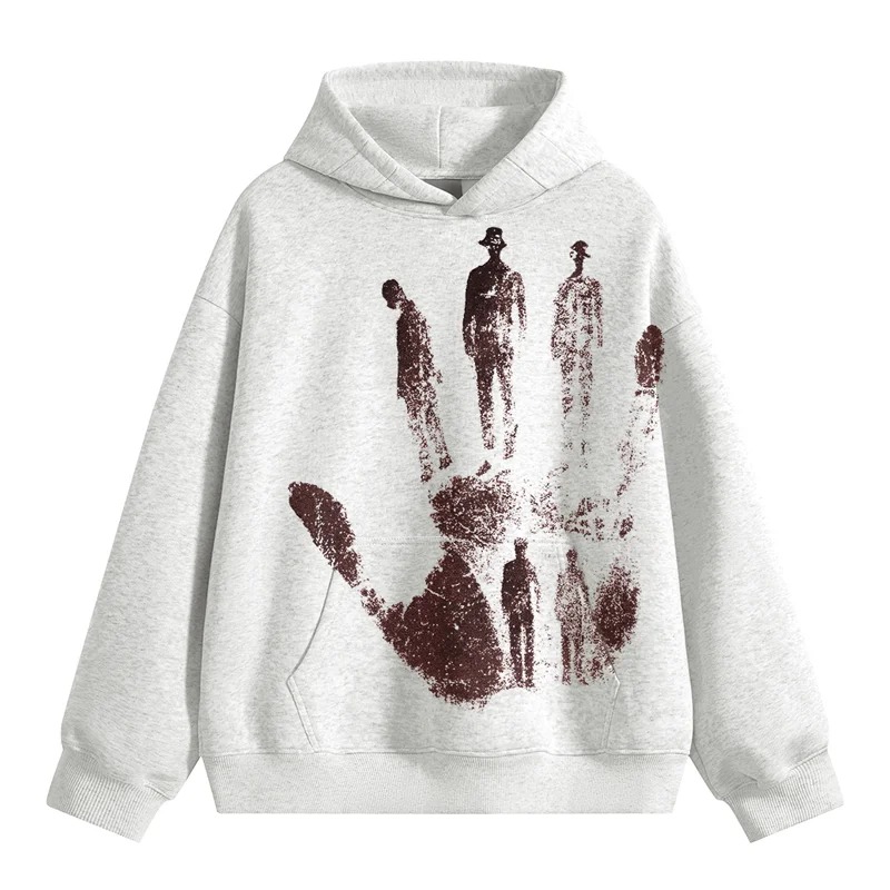 Liberated Graphic Hoodie With Handprint Art Design