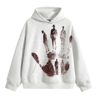 Liberated Graphic Hoodie With Handprint Art Design