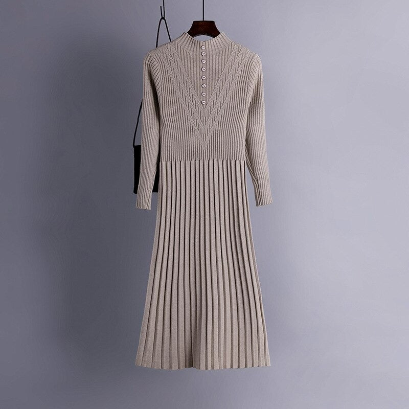 Thickened Straight Woolen Long Knitted Sweater Dress-Soco Hoodie