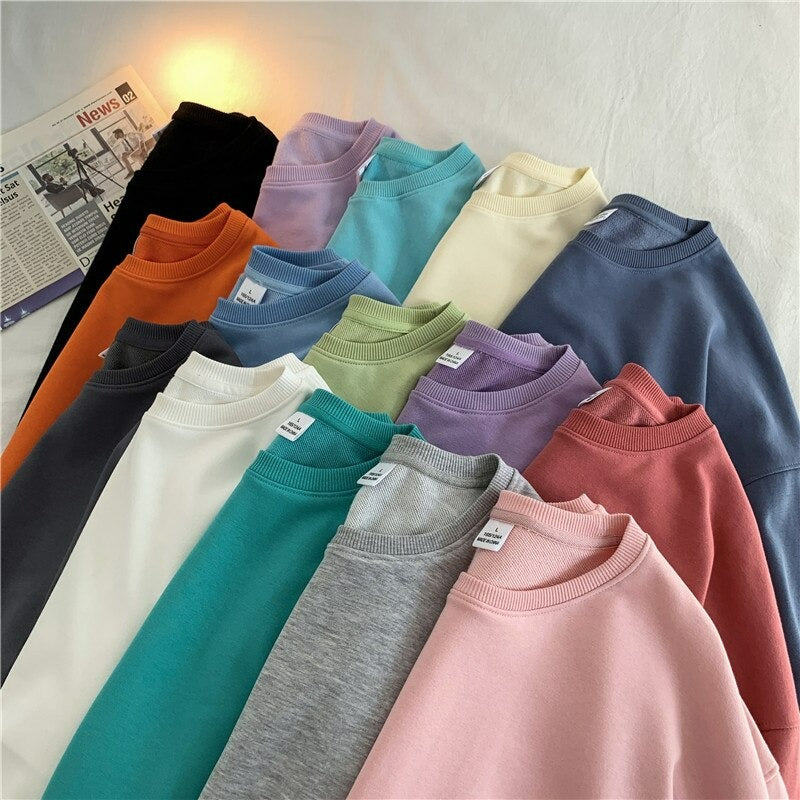 Women's Solid Color Oversized Drop Shoulder Sweatshirt-Soco Hoodie