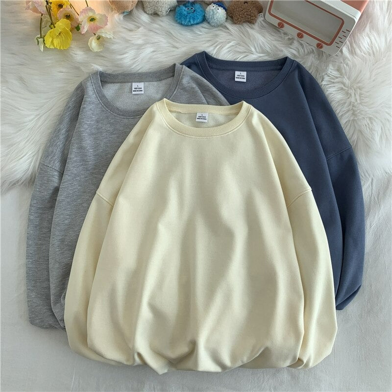 Women's Solid Color Oversized Drop Shoulder Sweatshirt-Soco Hoodie