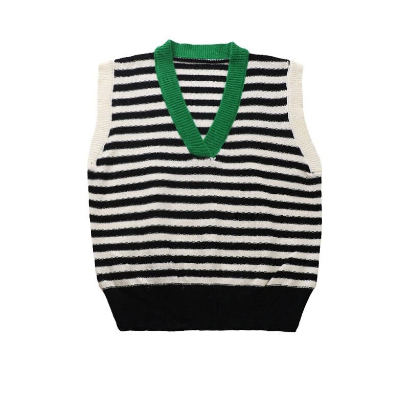 Retro Stripes Knitted Sweater Vest For Women-Soco Hoodie