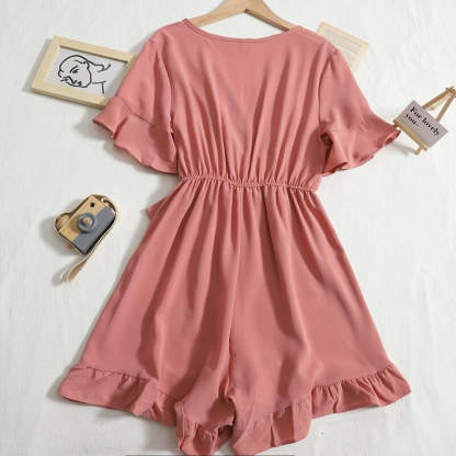 Women's Solid Color Short Playsuit for Summer-Soco Hoodie