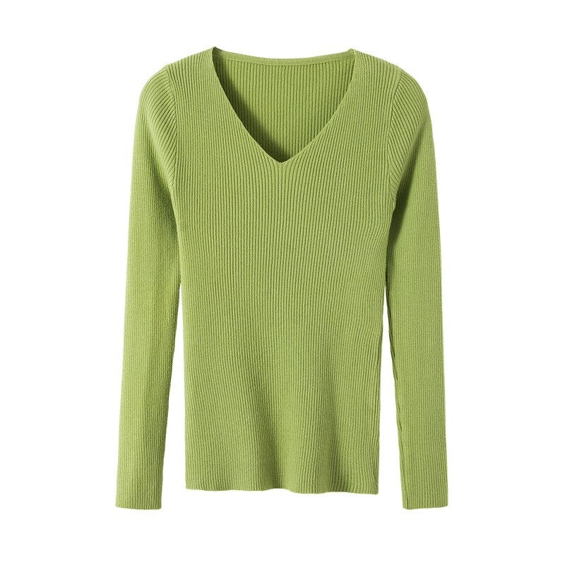 Woolen V-Neck Long-Sleeved Knitted Pullover For Women-Soco Hoodie