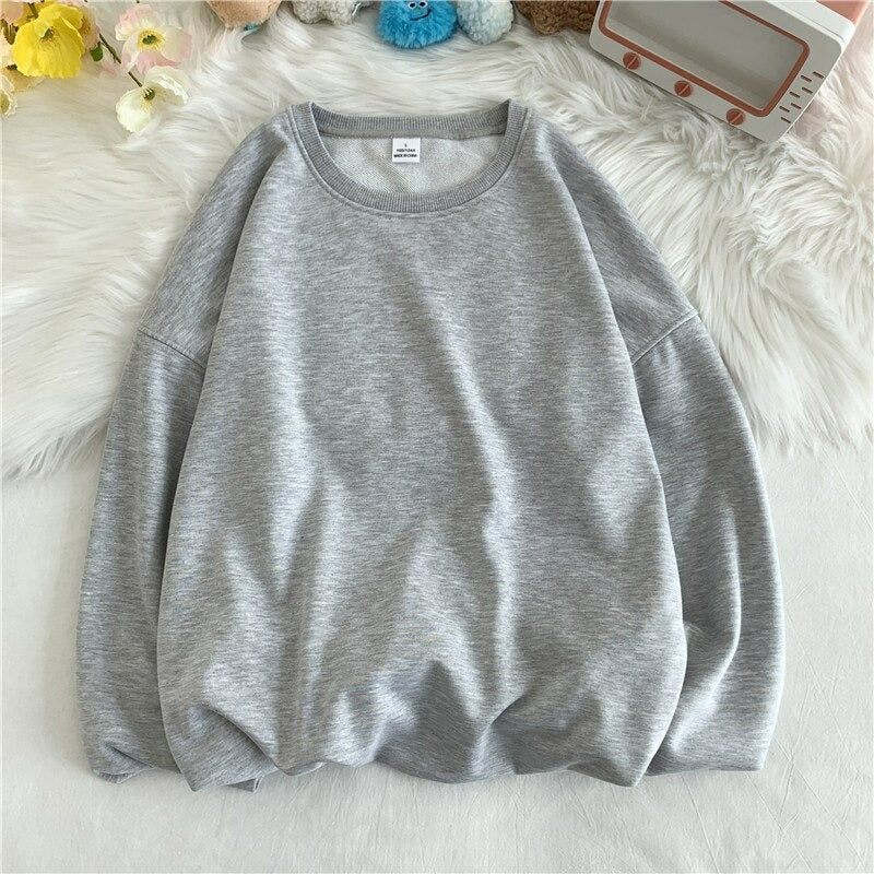 Women's Solid Color Oversized Drop Shoulder Sweatshirt-Soco Hoodie