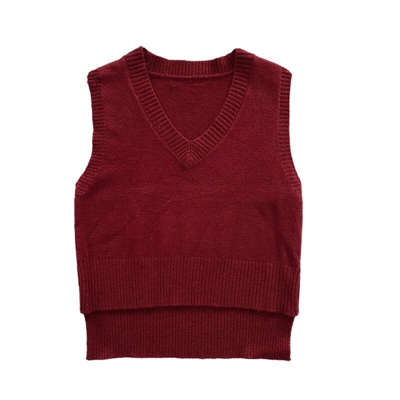 Loose Knitted V-Neck Sweater Vest For Women-Soco Hoodie