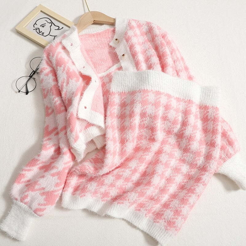 Fall Winter Sweater Three Piece Skirt Sets For Women-Soco Hoodie