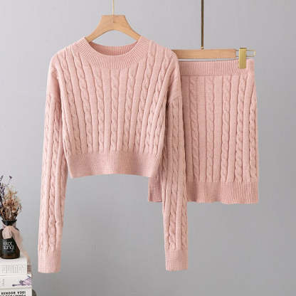 Women's Korean Fashion Twist Knitted Sweater Set-Soco Hoodie