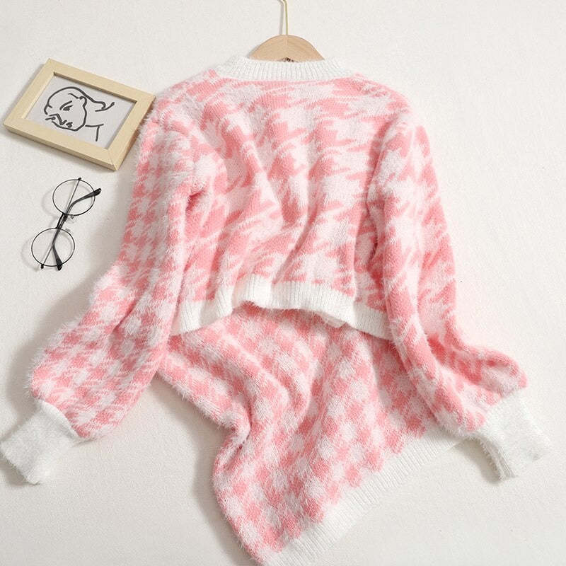 Fall Winter Sweater Three Piece Skirt Sets For Women-Soco Hoodie