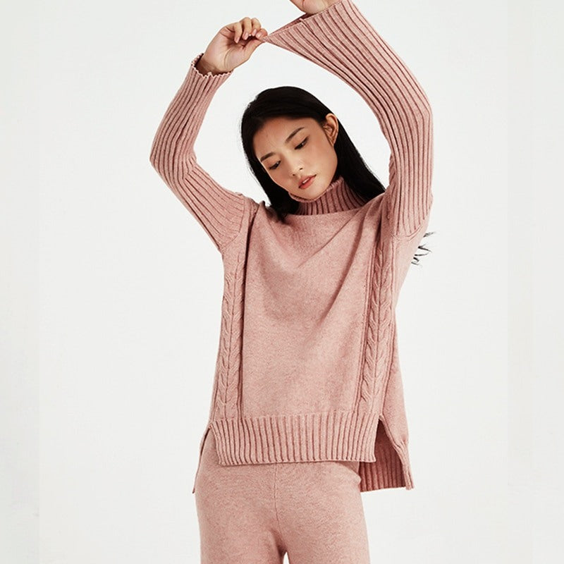 Thick Turtleneck Pullover Sweater Sets For Women-Soco Hoodie