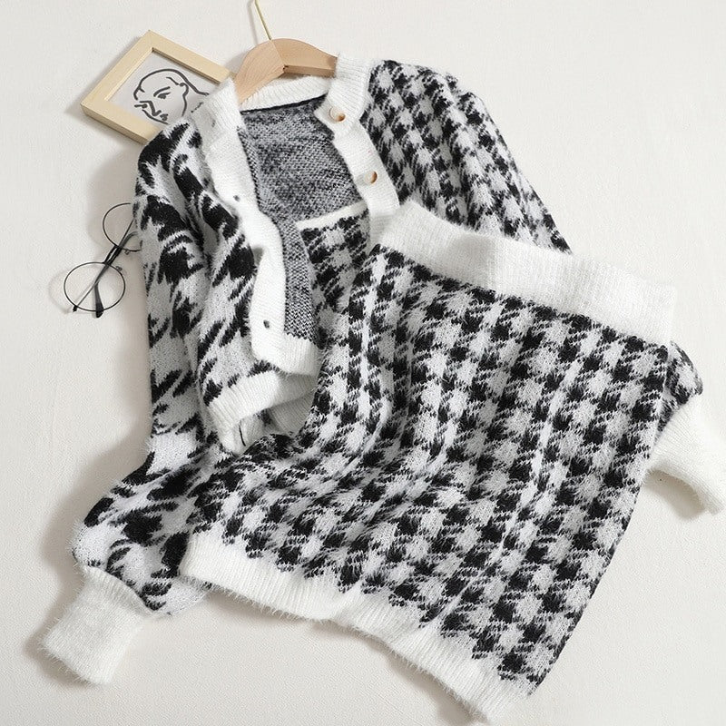 Fall Winter Sweater Three Piece Skirt Sets For Women-Soco Hoodie